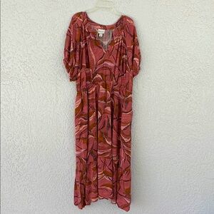 Ava & Viv Flowy Pink Patterned maxi Dress with pockets size X